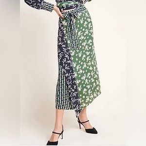 Kachel x Anthropology Patchwork Floral Layered Flowy Midi Skirt Size 8